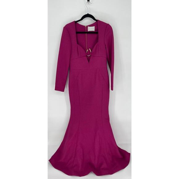 Rebecca Vallance Diana Embellished Cloque Gown in Grape Magenta size US 8 UK 12 - Picture 3 of 12